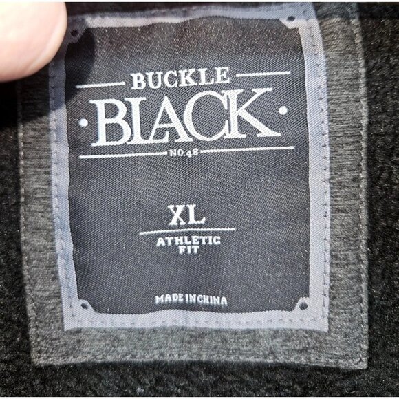 Buckle Black Mens XL Coat Bomber Zip Up Grey Space Dye Pockets Sherpa Lined Logo - Picture 7 of 12